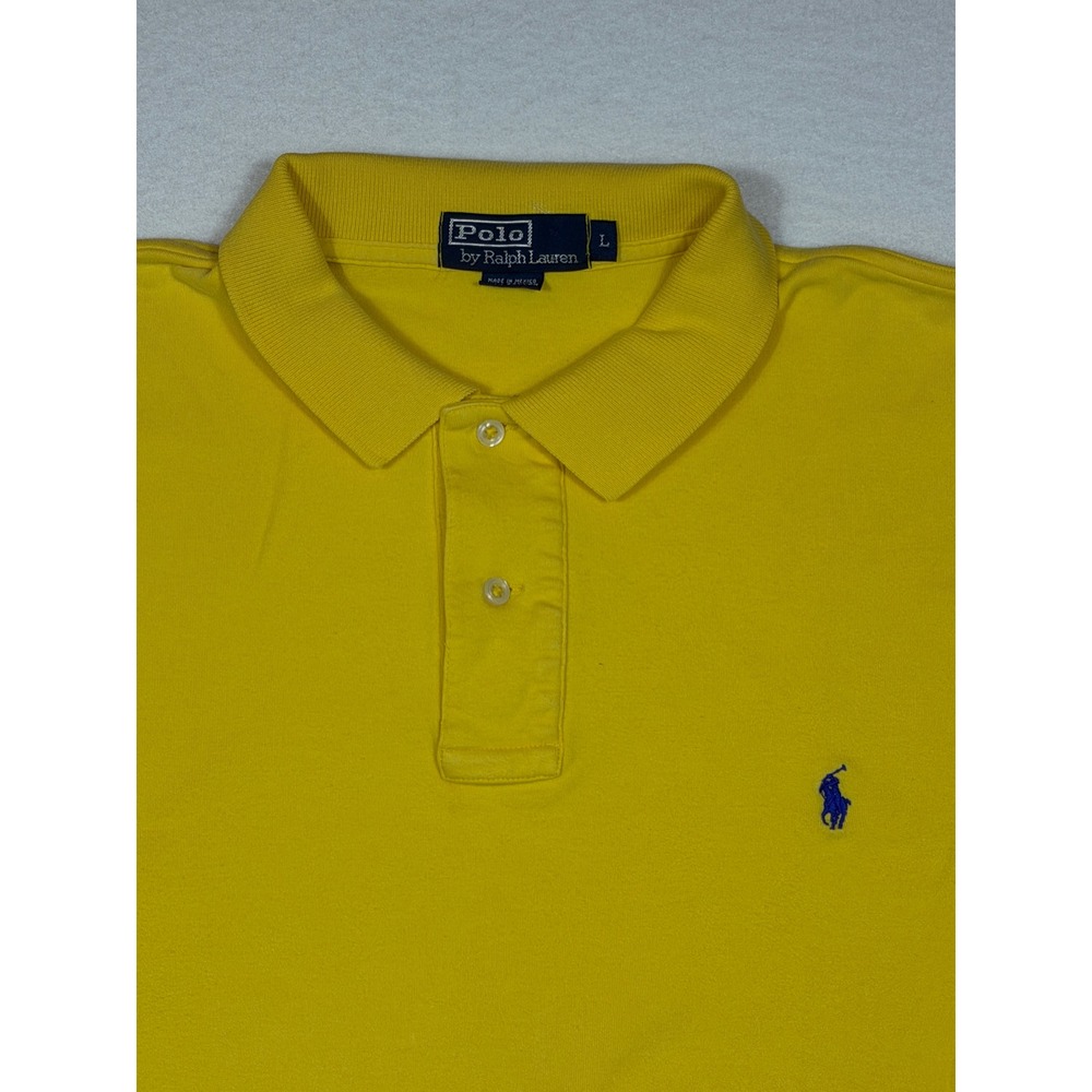 Polo Ralph Lauren Mens Yellow Classic Fit Short Sleeve Pony Polo Shirt‎ Size L